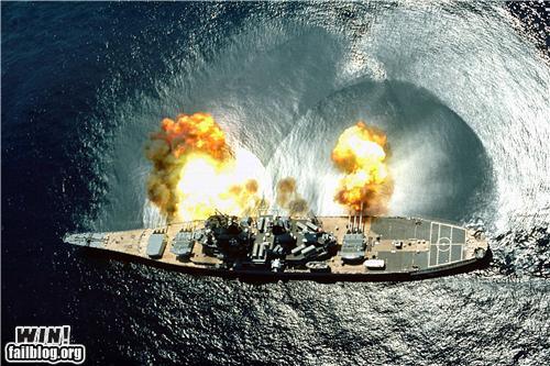 Ship Guns Firing