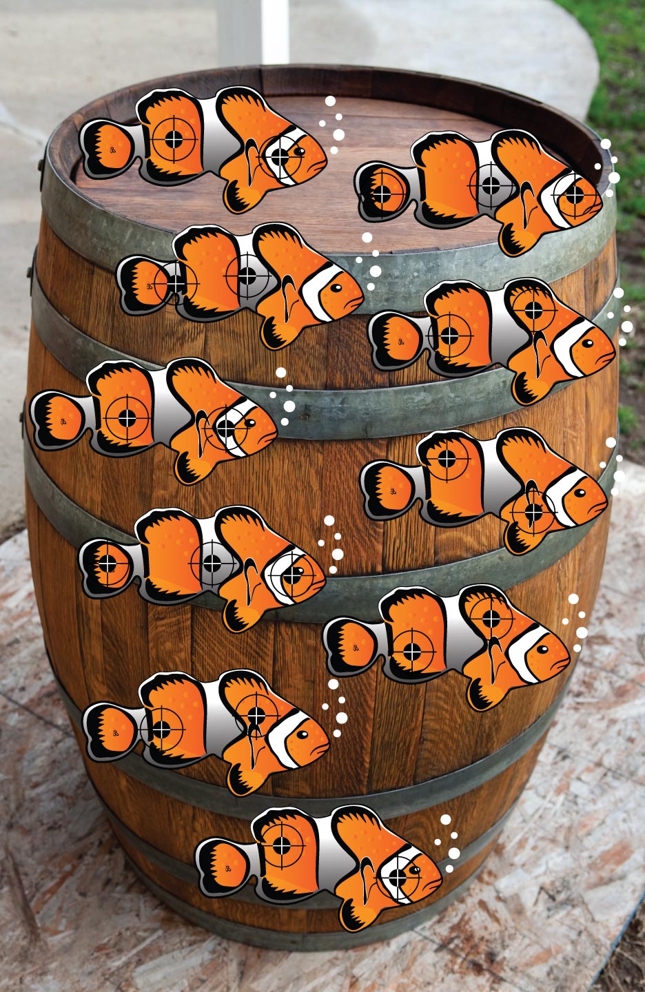 Fish in a Barrel Shooting Target at PhotosAndFun.com