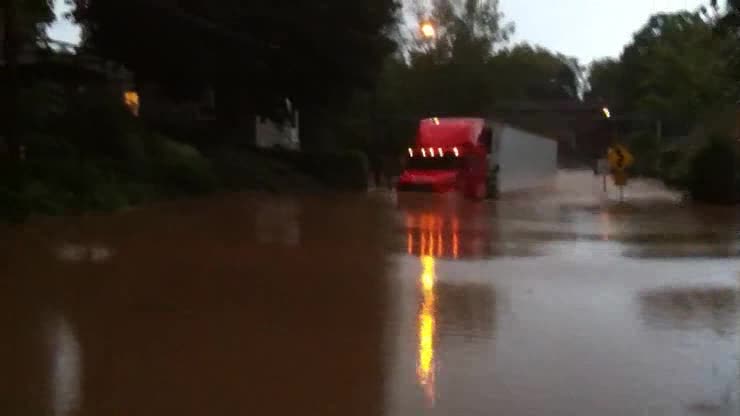18 Wheeler Driving Through a Flood